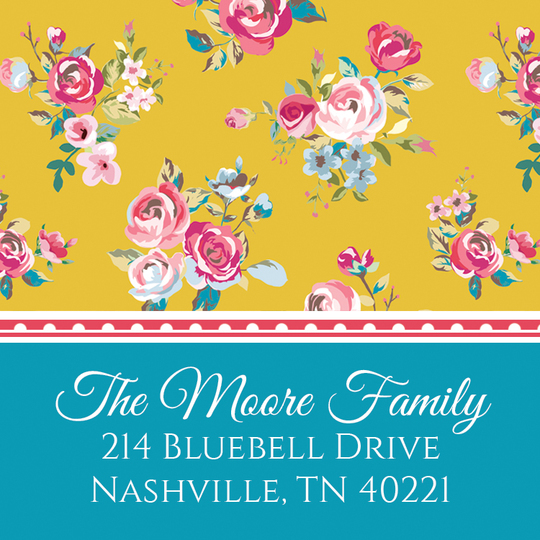 Tea Roses Square Address Labels